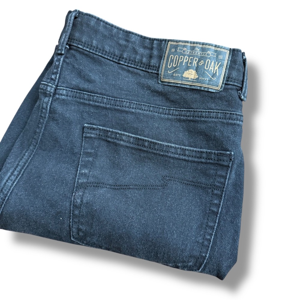 Copper &‎ Oak Mens Straight Leg Jeans Black Denim Size 36W x 29L